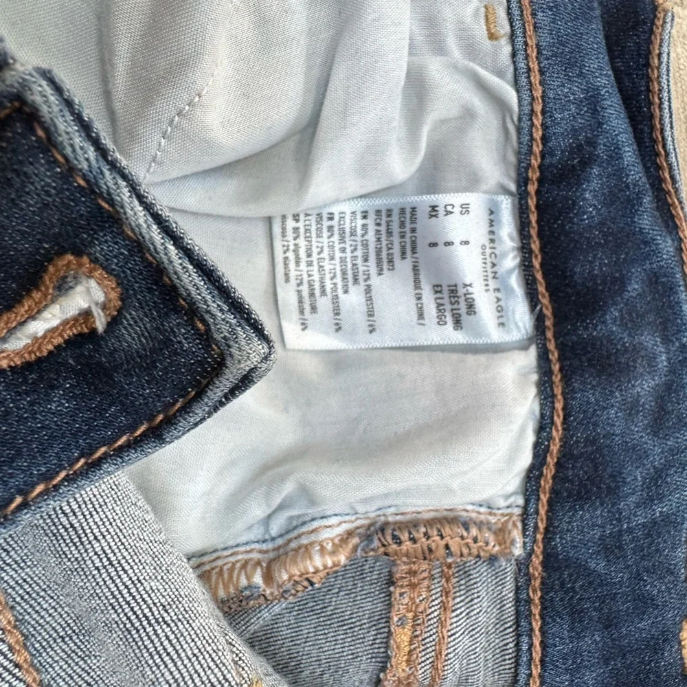 American Eagle Outfitters Skinny Distressed Blue Jeans 8 extra long - Picture 6 of 6